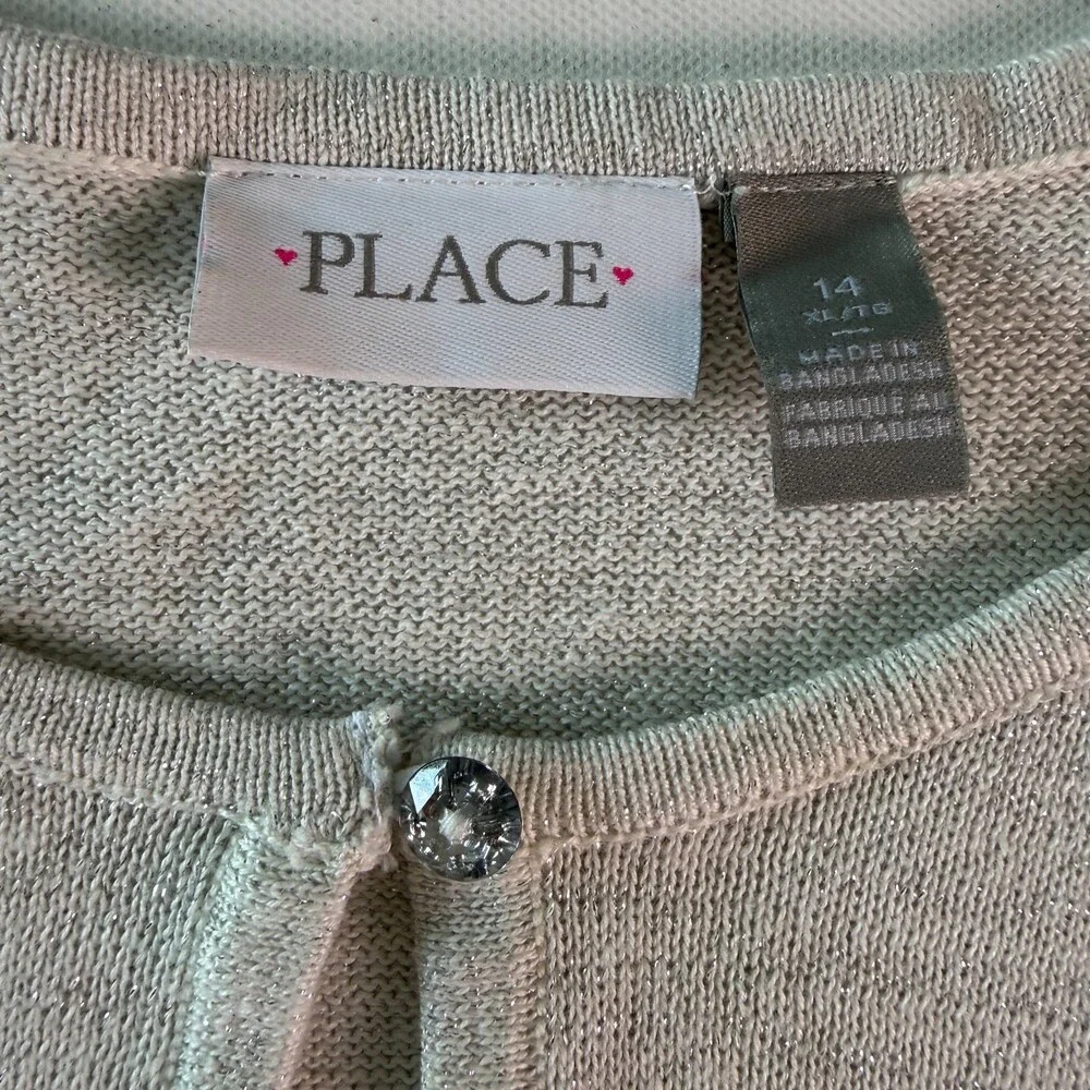 The Children's Place Girl's Sz 14 White Sparkle Shrug Crop Cardigan Sweater L/S